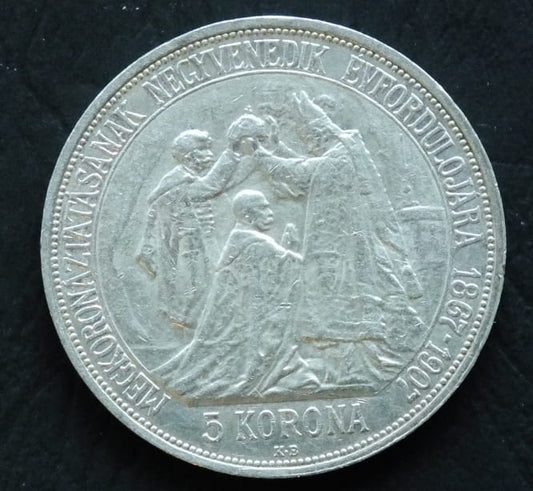 5 koron - 40. rocznica koronacji Franciszka Józefa I 1907 r.